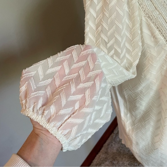 Anthropologie One September Attylie Cream Embroidered Peasant Top Small - Picture 7 of 13